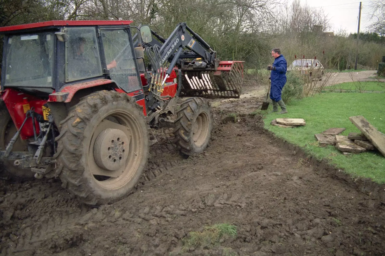 Wavy drives the tractor around, from A Trip to New York, New York, USA - 11th March 1995