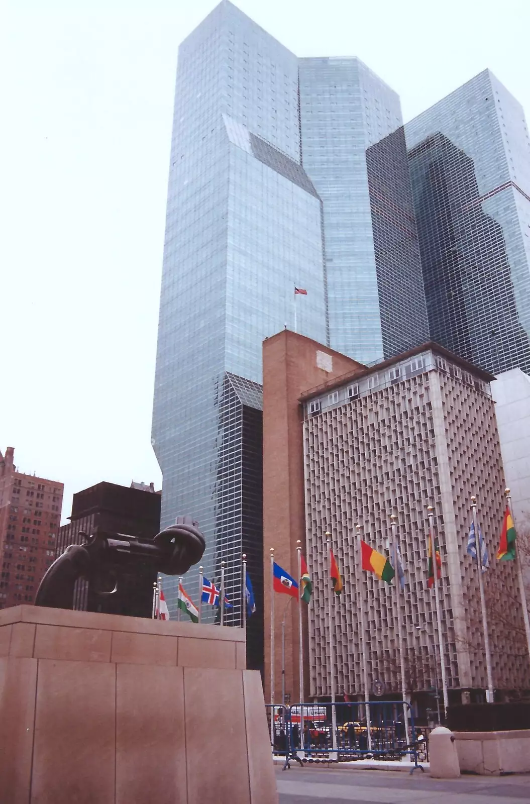 A twisted revolver outside the UN building, from A Trip to New York, New York, USA - 11th March 1995