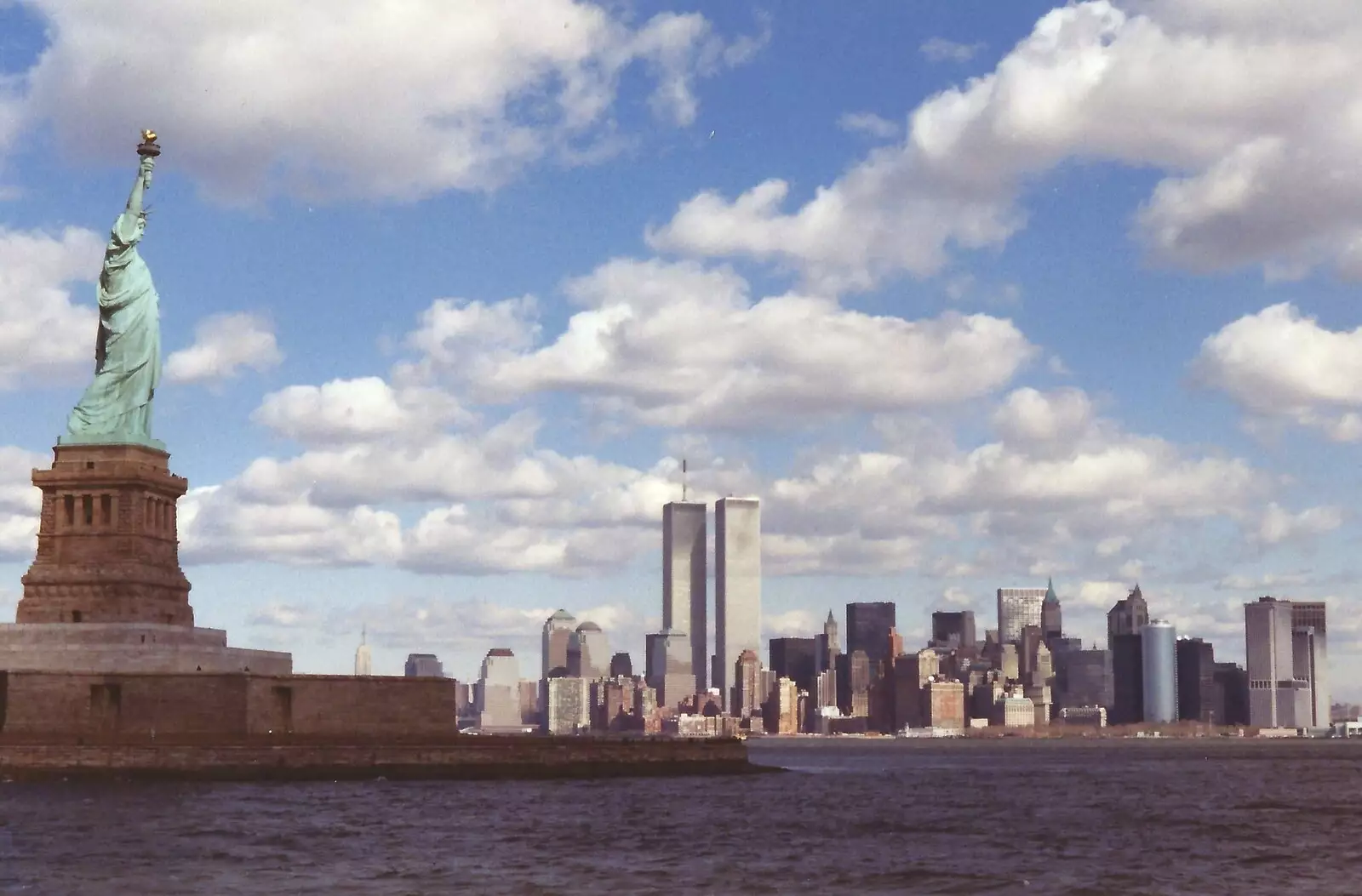 Statue of Liberty and the twin towers, from A Trip to New York, New York, USA - 11th March 1995