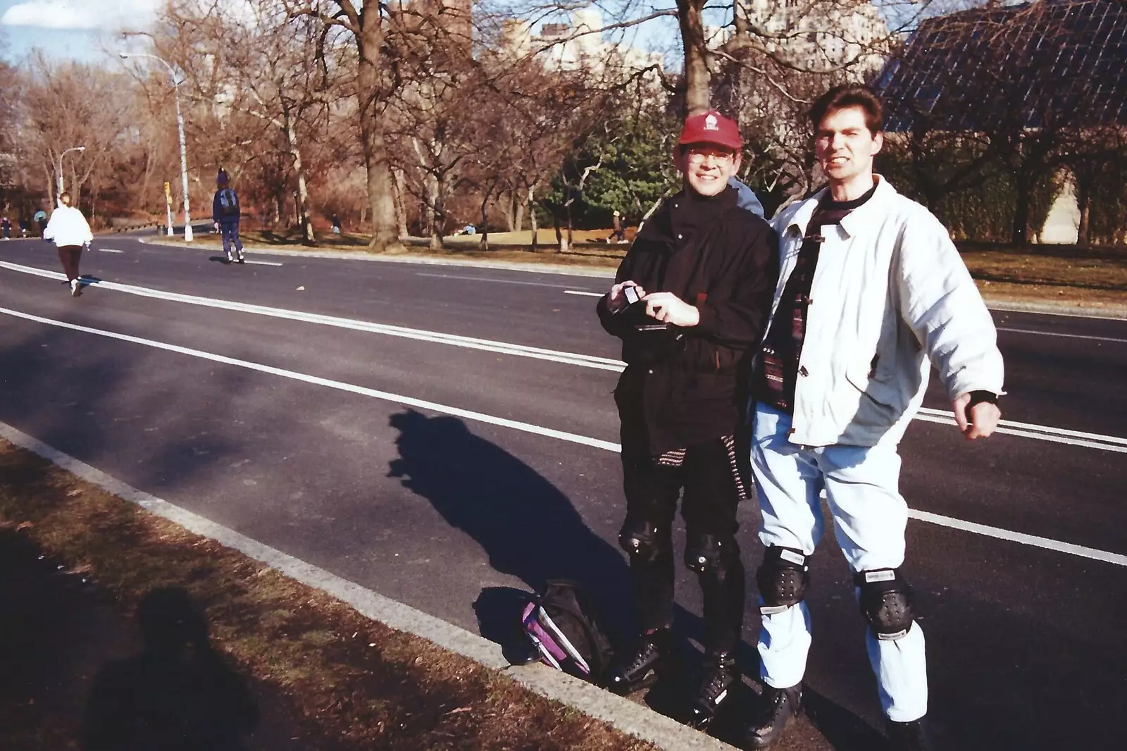 Phil and Sean in roller-blade pads, from A Trip to New York, New York, USA - 11th March 1995