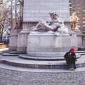 Phil in roller blades by a statue, A Trip to New York, New York, USA - 11th March 1995