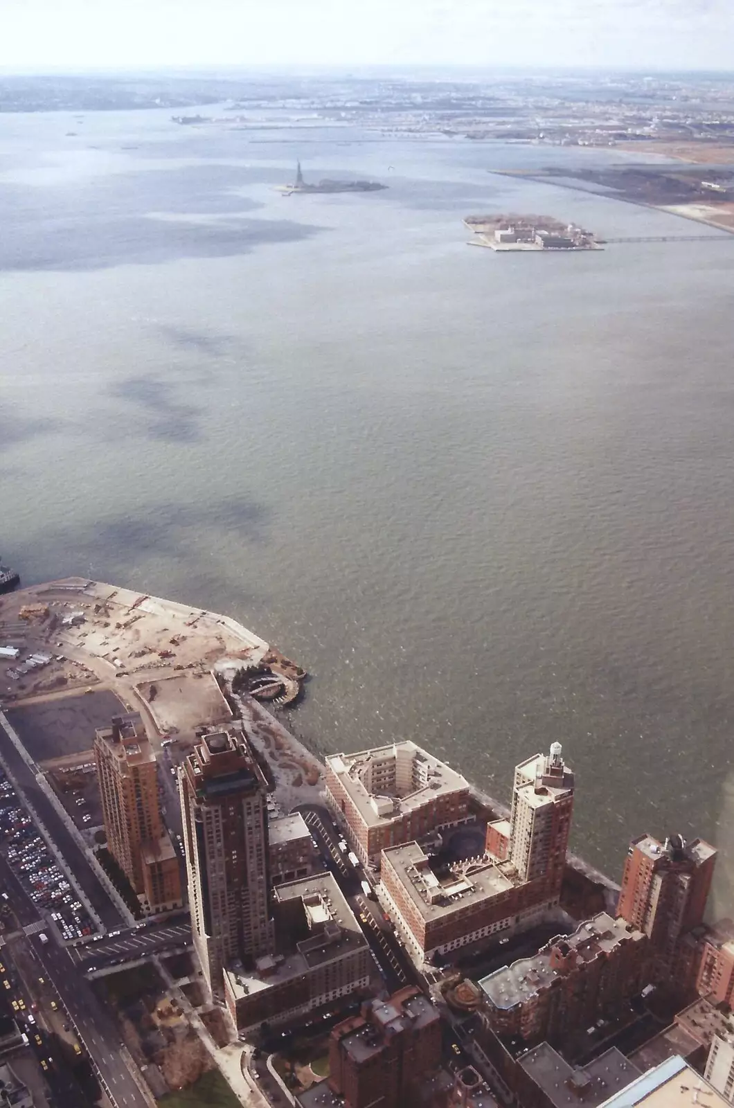 The north Battery and Jersey shoreline look empty, from A Trip to New York, New York, USA - 11th March 1995