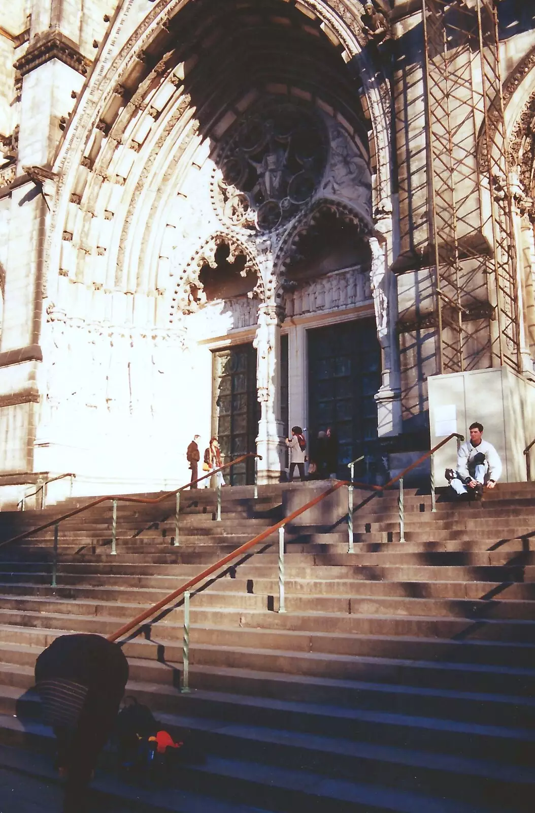 Sean on the steps of St. John's in Harlem, from A Trip to New York, New York, USA - 11th March 1995