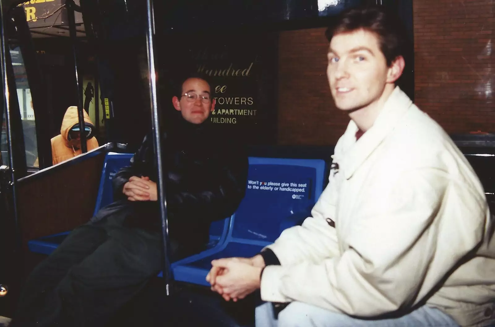 Phil and Sean on a bus, from A Trip to New York, New York, USA - 11th March 1995