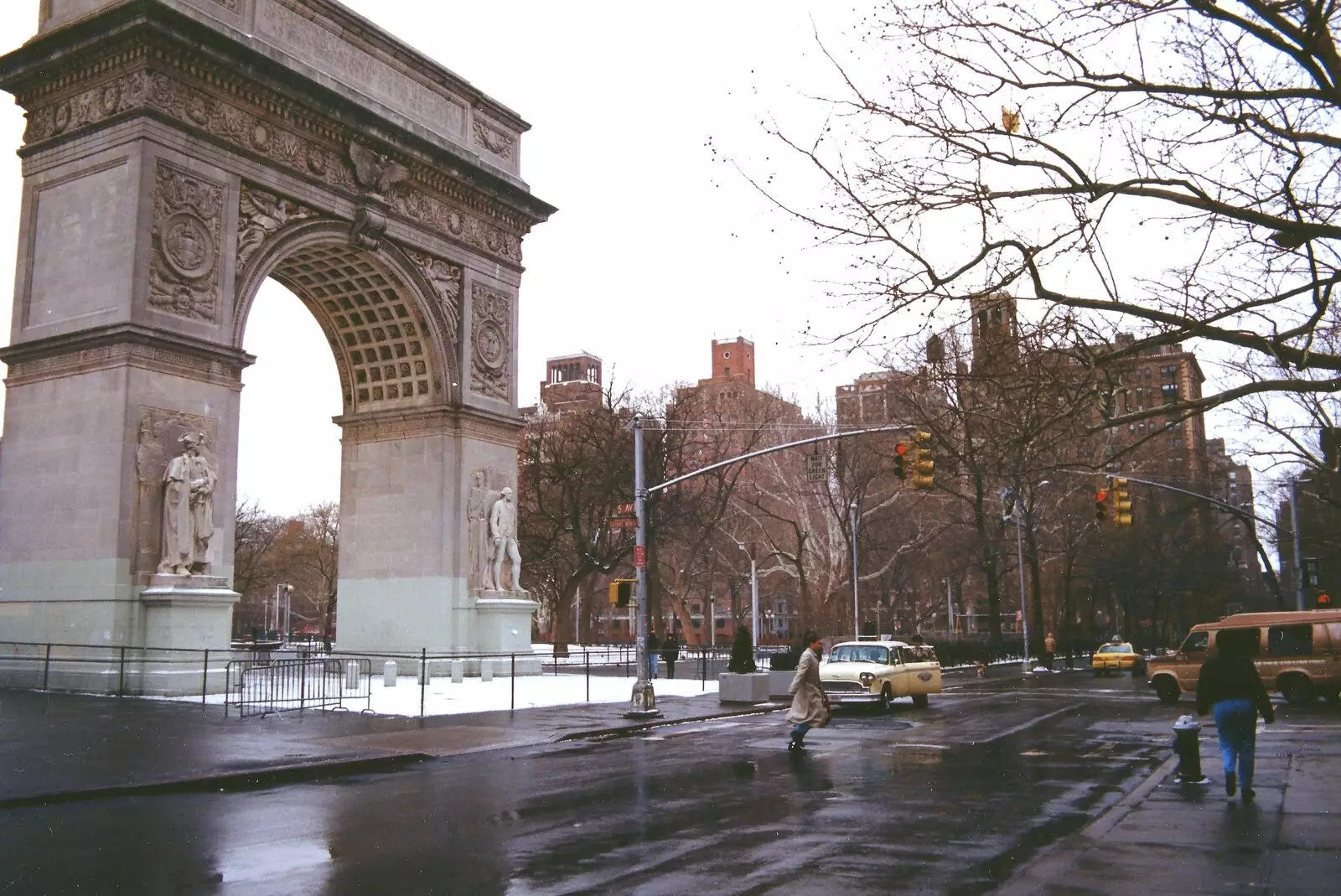 Washington Square and an old cab, from A Trip to New York, New York, USA - 11th March 1995