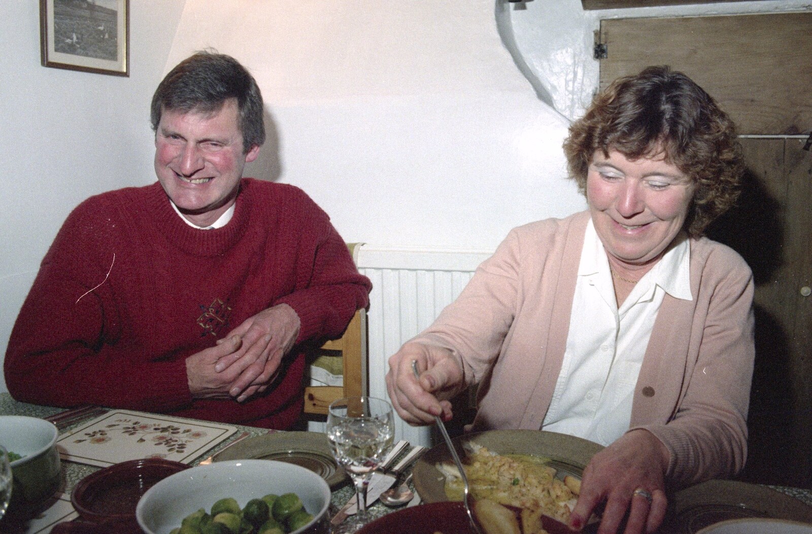 Geoff and Brenda, with some roast dinner from Lunch and Dinner at Mad Sue's, Stuston, Suffolk - 30th March 1995