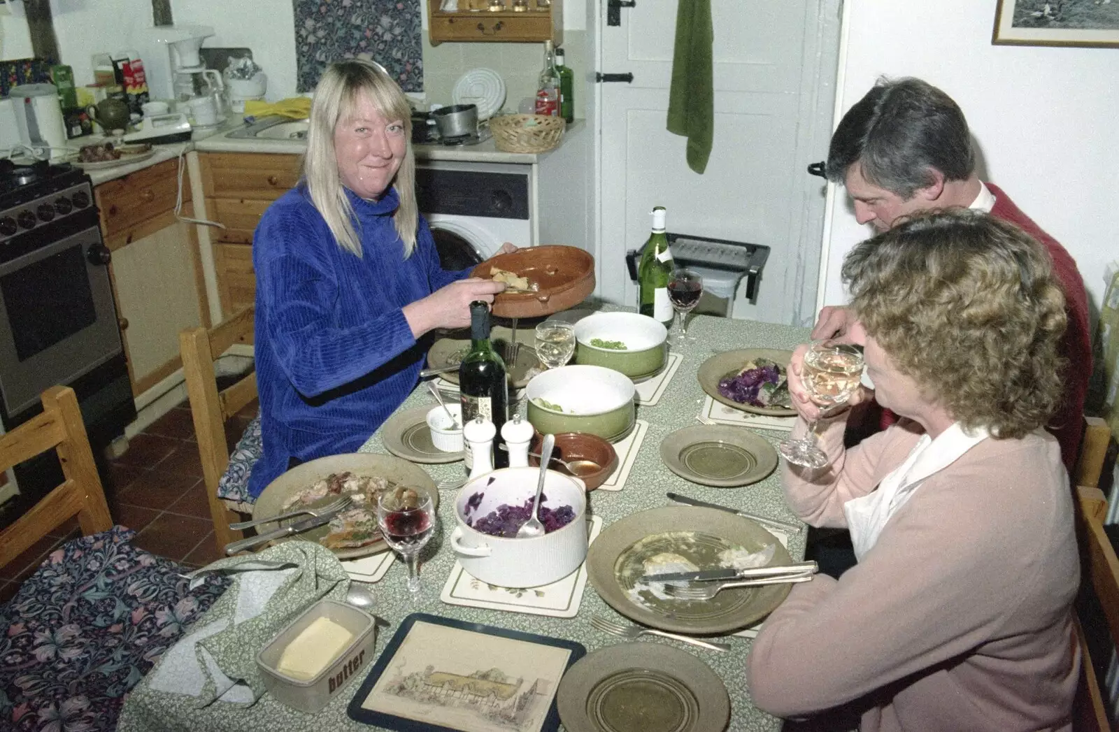 Sue gets some more potatoes, from Lunch and Dinner at Mad Sue's, Stuston, Suffolk - 30th March 1995