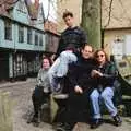 A group photo on Elm Hill, A Phil and Sean Weekend, and Bedroom Building, Brome, Norwich and Southwold - 18th April 1995