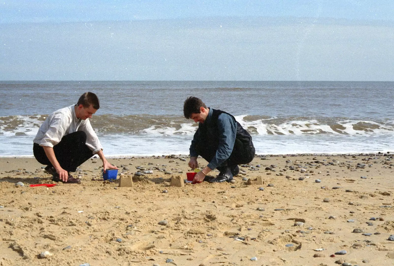 Nosher and Sean on the beach, from A Phil and Sean Weekend, and Bedroom Building, Brome, Norwich and Southwold - 18th April 1995