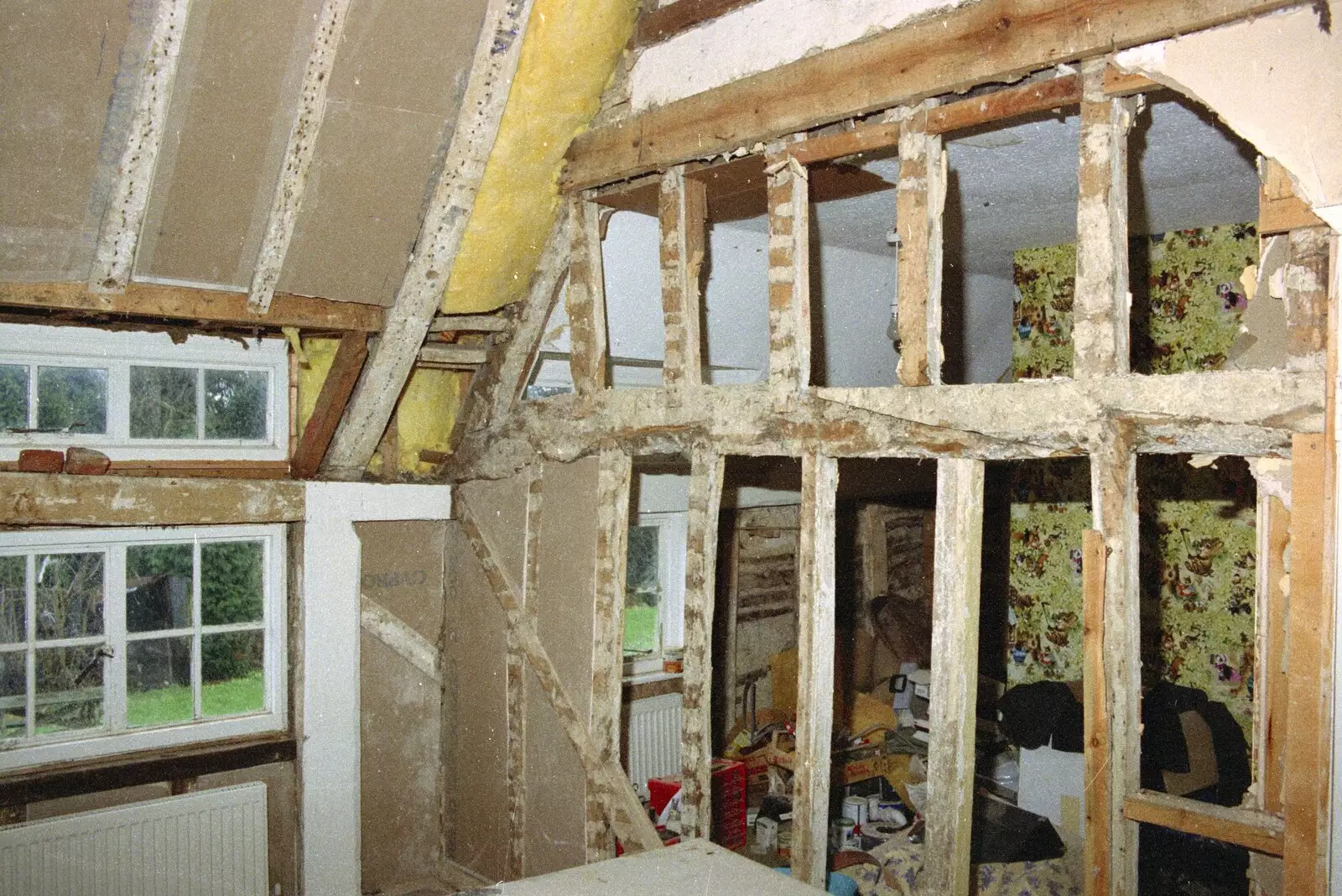 The bedroom next door is visible through the wall, from A Phil and Sean Weekend, and Bedroom Building, Brome, Norwich and Southwold - 18th April 1995