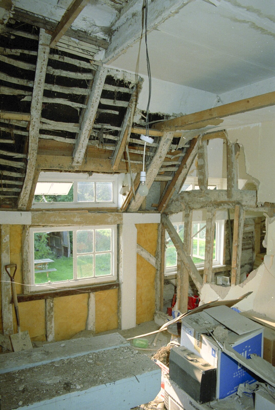 Bedroom demolition in progress from Bedroom Demolition, Brome, Suffolk - 15th May 1995