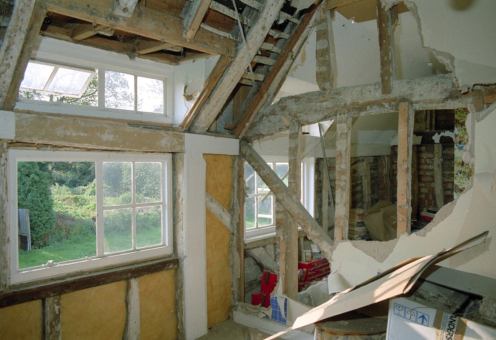 A view to the next-door bedroom from Bedroom Demolition, Brome, Suffolk - 15th May 1995