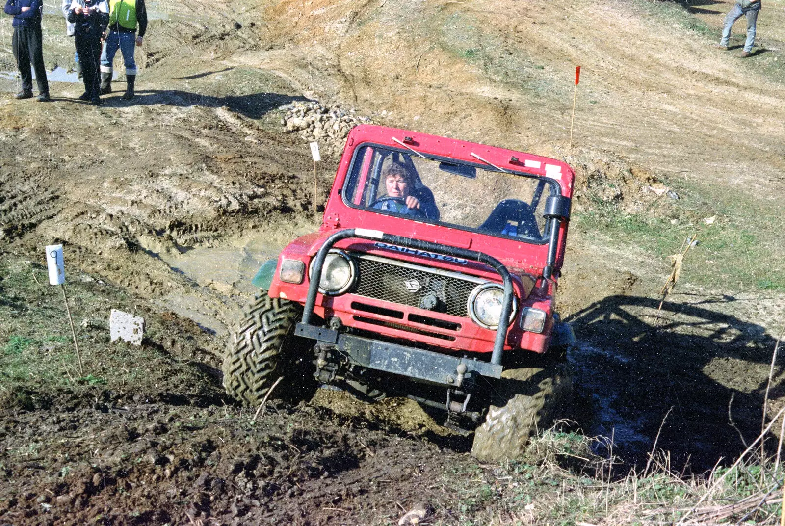 Brenda concentrates on a slippery hill, from Off-Roading and The Swan Inn, Brome, Suffolk - 20th May 1995