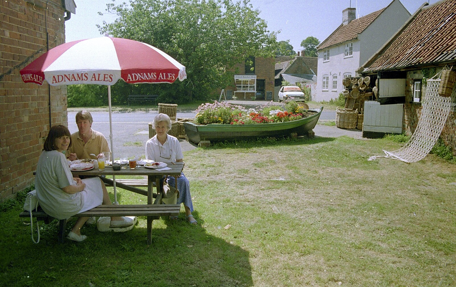 In the pub garden of the Kings Head, Orford from Grandmother, Neil and Caroline Visit, Brome and Orford, Suffolk - 24th July 1995