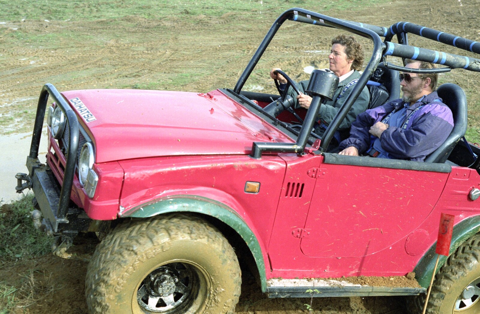 Brenda takes a passenger around in a trial from Off-roading with Geoff and Brenda, Stuston and Elsewhere, Suffolk - 15th September 1995