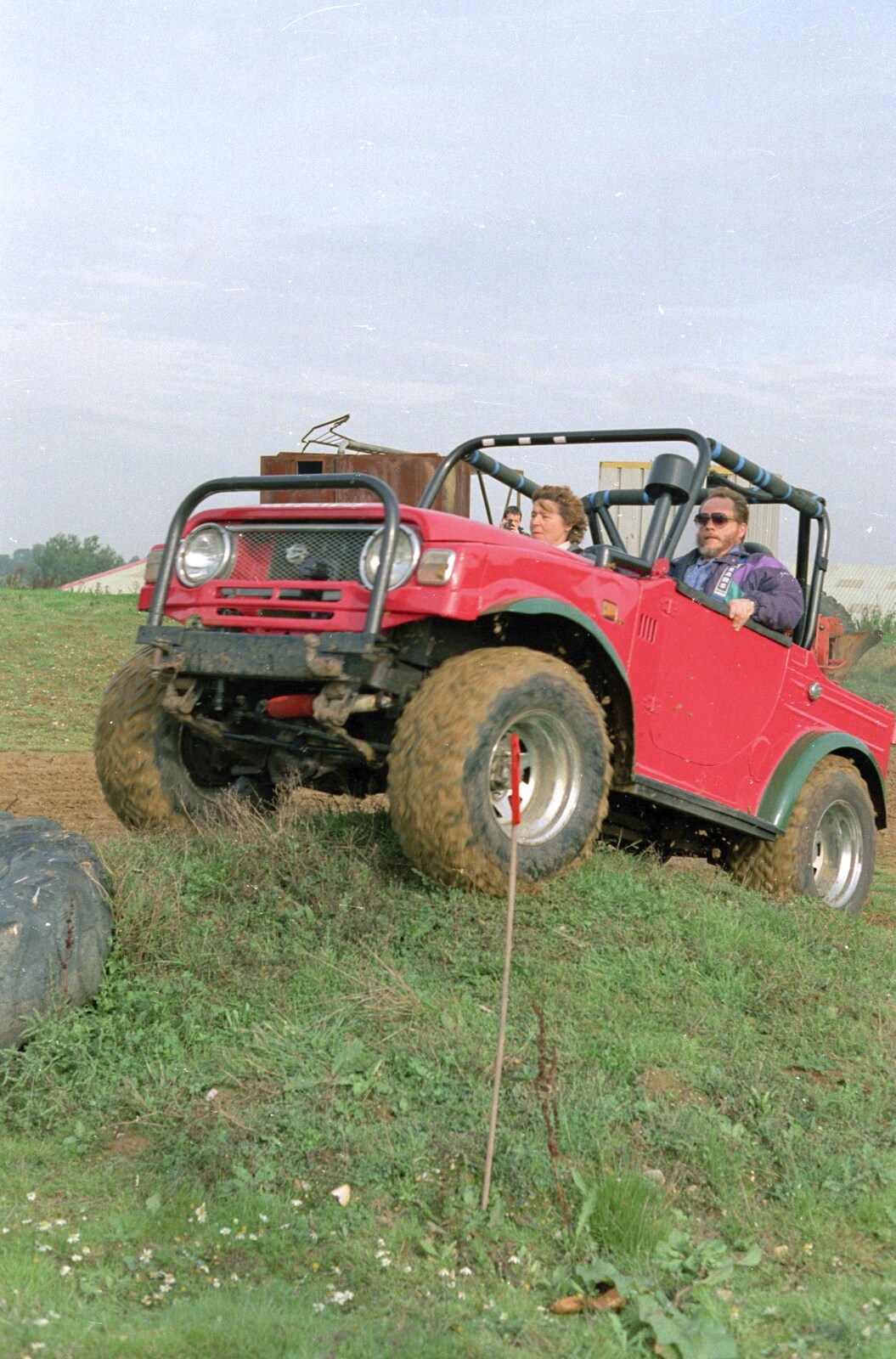 Brenda at the top of a hill from Off-roading with Geoff and Brenda, Stuston and Elsewhere, Suffolk - 15th September 1995