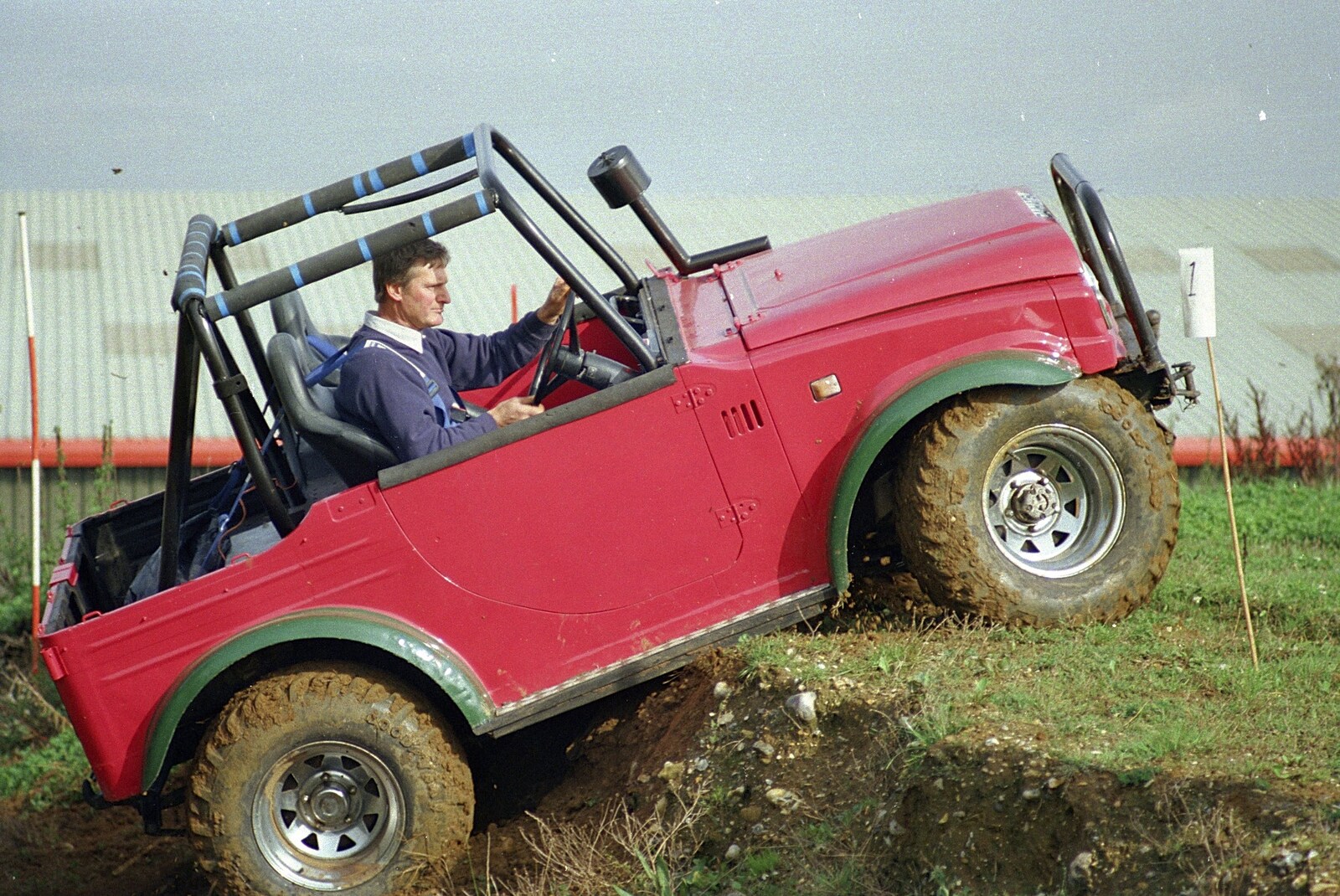 The Daihatsu is stuck on a ridge from Off-roading with Geoff and Brenda, Stuston and Elsewhere, Suffolk - 15th September 1995