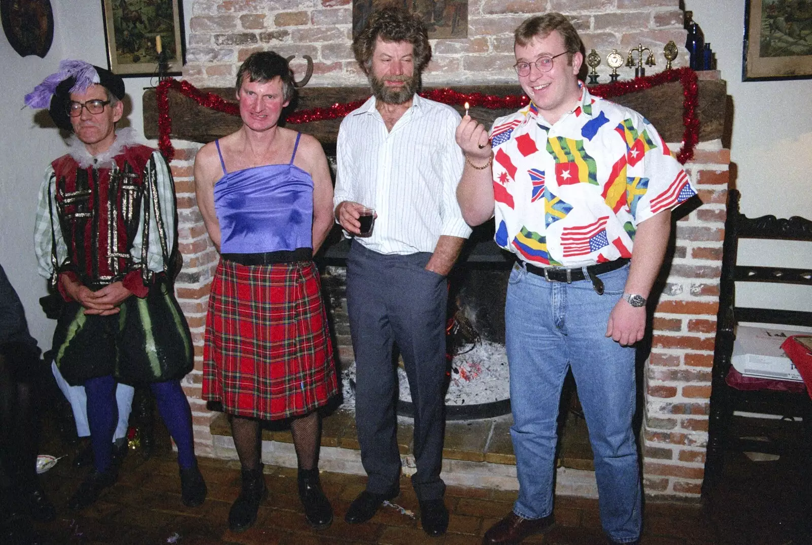 Geoff models his kilt, from Geoff's Birthday, Stuston, Suffolk - 18th December 1995