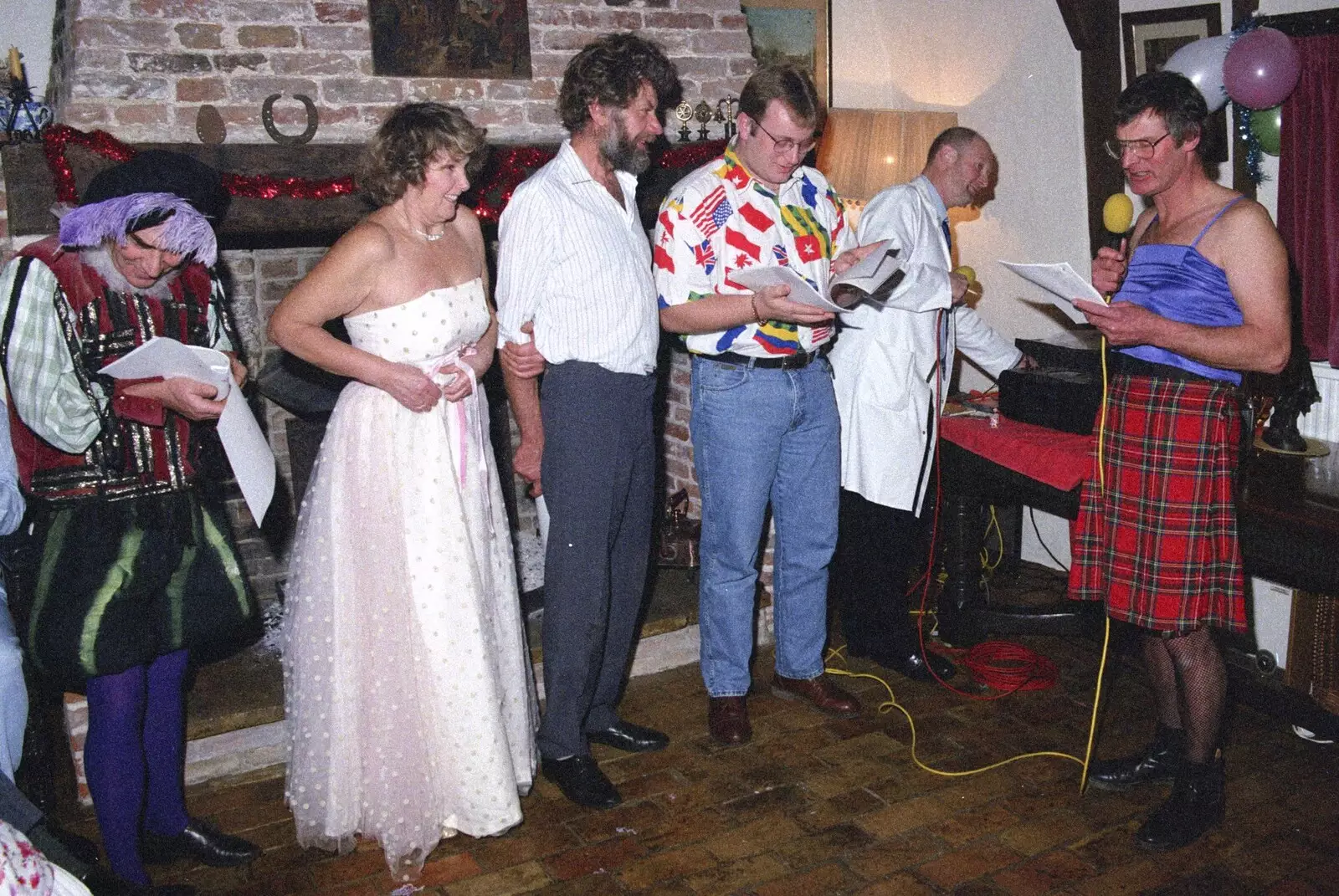 It looks like some sort of karaoke, from Geoff's Birthday, Stuston, Suffolk - 18th December 1995