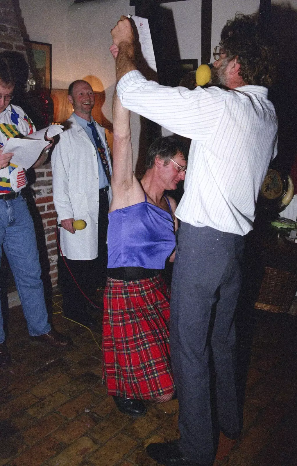 Geoff gets down with Mike, from Geoff's Birthday, Stuston, Suffolk - 18th December 1995