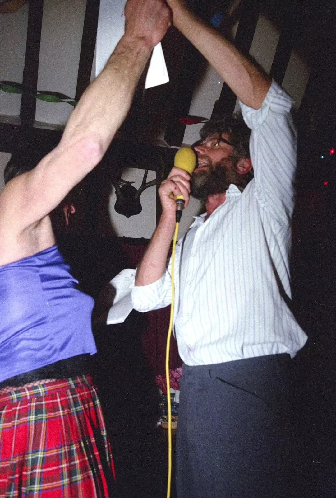 Geoff and Mike do some sort of singing, from Geoff's Birthday, Stuston, Suffolk - 18th December 1995