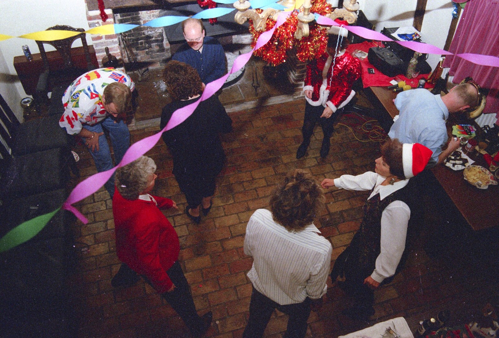 A bird's-eye view of dancing from Geoff's Birthday, Stuston, Suffolk - 18th December 1995