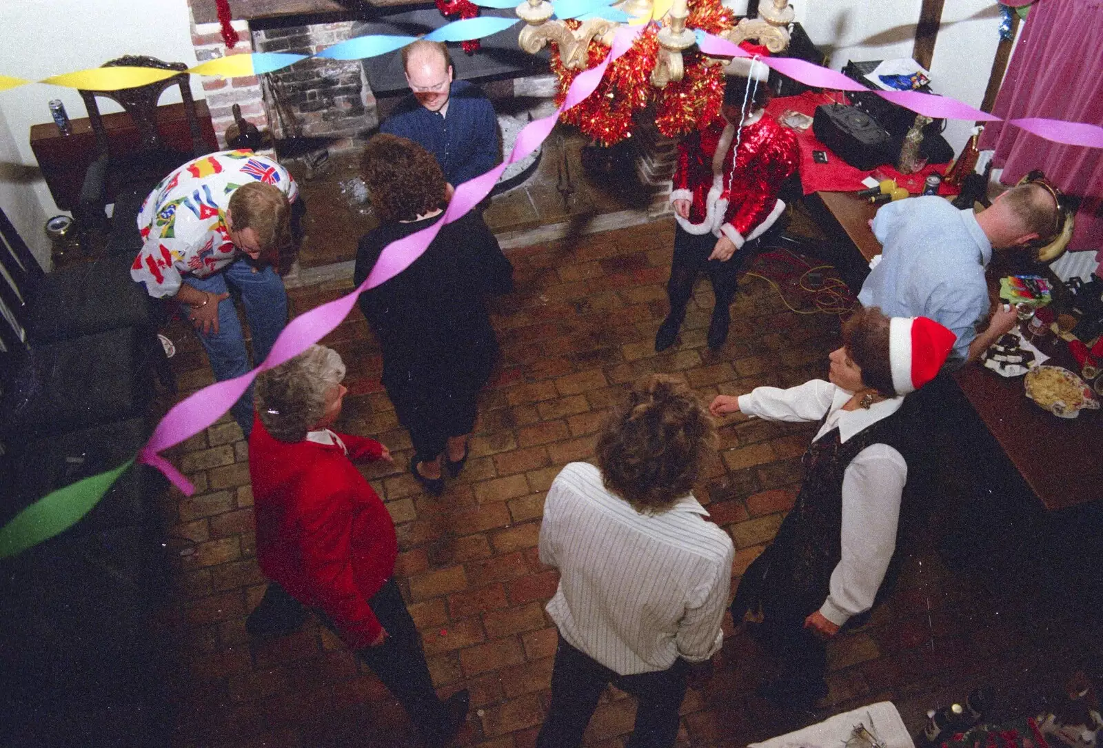 A bird's-eye view of dancing, from Geoff's Birthday, Stuston, Suffolk - 18th December 1995