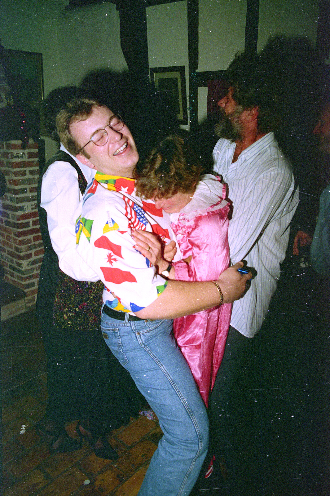 Darren and Brenda embrace from Geoff's Birthday, Stuston, Suffolk - 18th December 1995