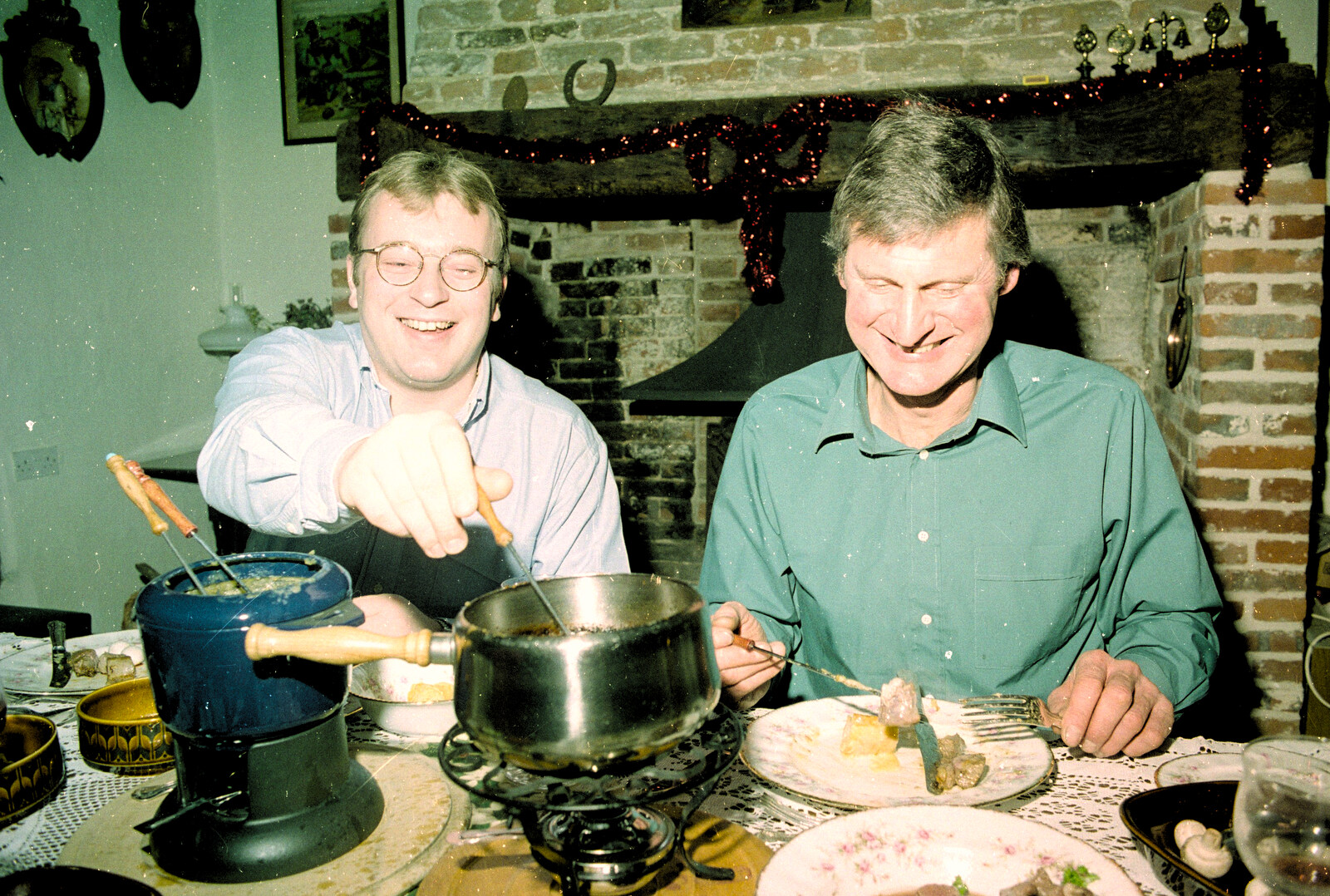 An earlier fondue session from Geoff's Birthday, Stuston, Suffolk - 18th December 1995
