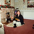 Sis opens a present, Christmas Up North, Macclesfield, Cheshire - 25th December 1995