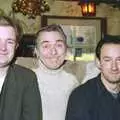 Nosher, Tony 'T-Shirt' and DH, New Year's Eve in the Swan Inn, Brome, Suffolk - 31st December 1995