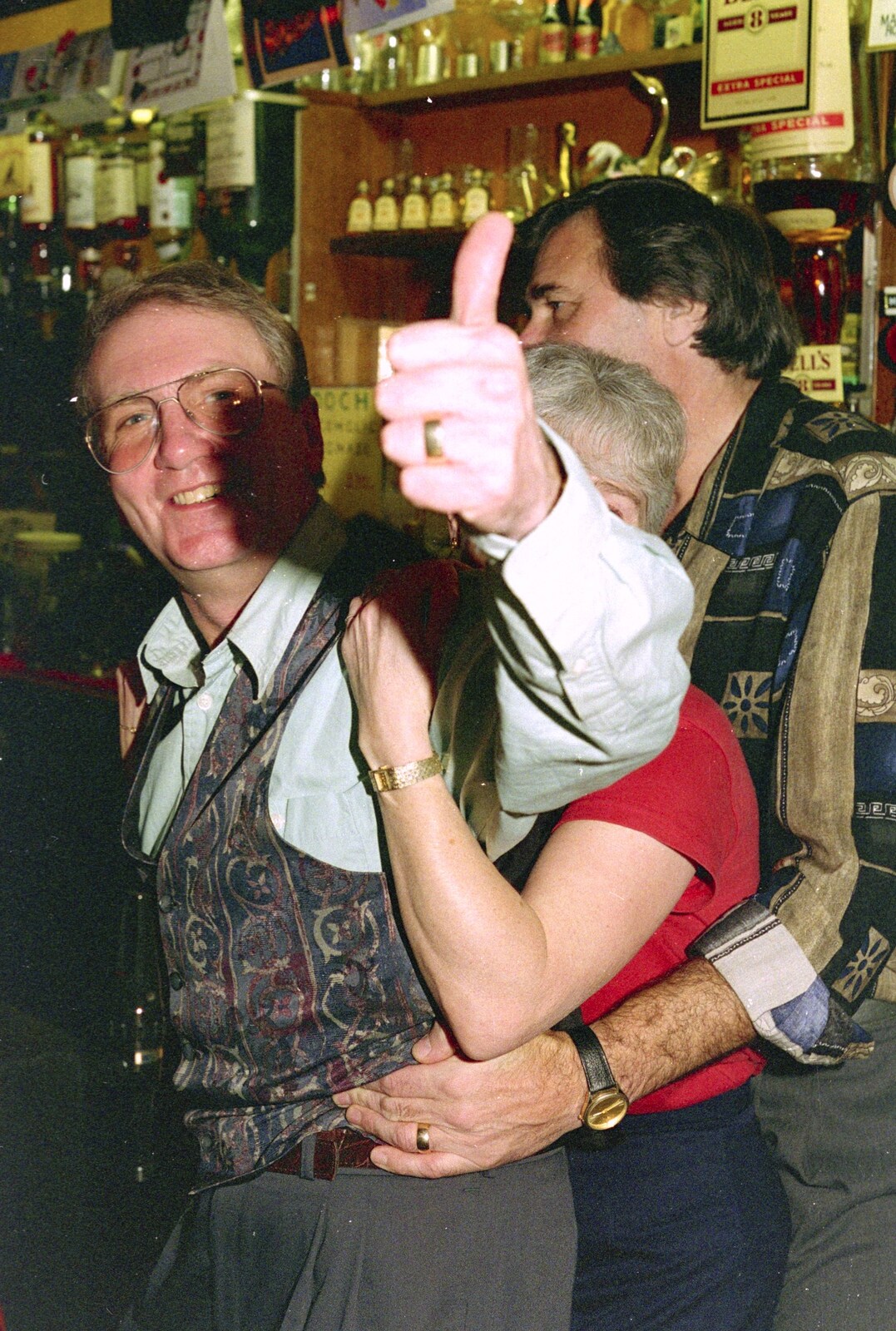 John Willy gives it the thumbs up from New Year's Eve in the Swan Inn, Brome, Suffolk - 31st December 1995