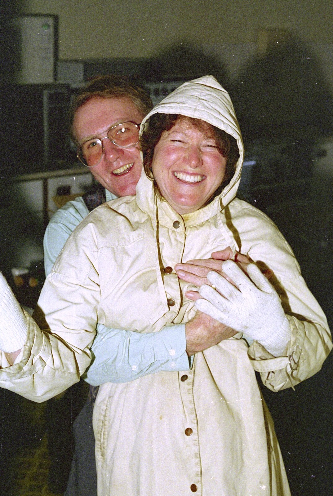 John Willy and Sylvia in the kitchen from New Year's Eve in the Swan Inn, Brome, Suffolk - 31st December 1995