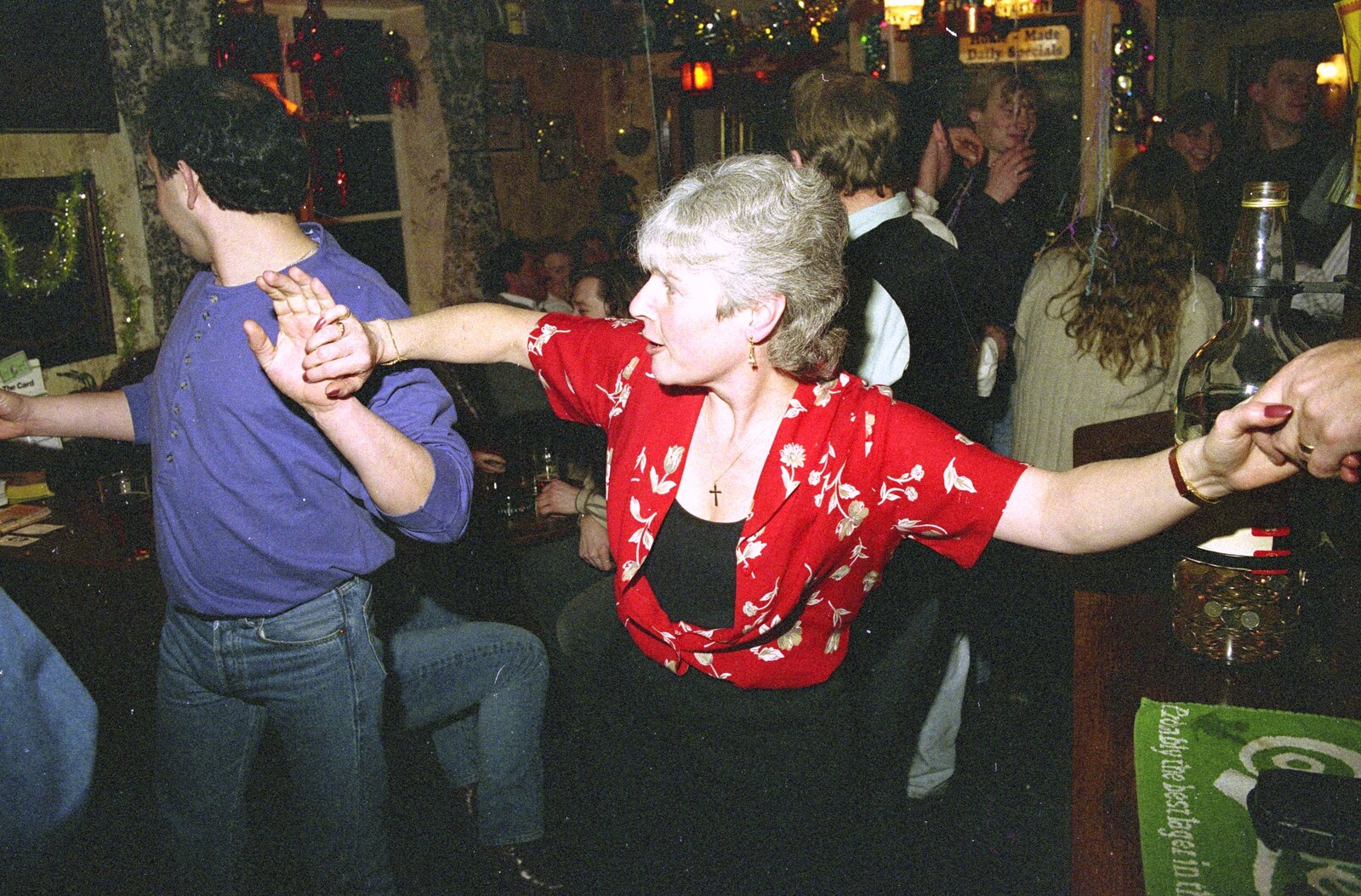 Spam holds hands from New Year's Eve in the Swan Inn, Brome, Suffolk - 31st December 1995