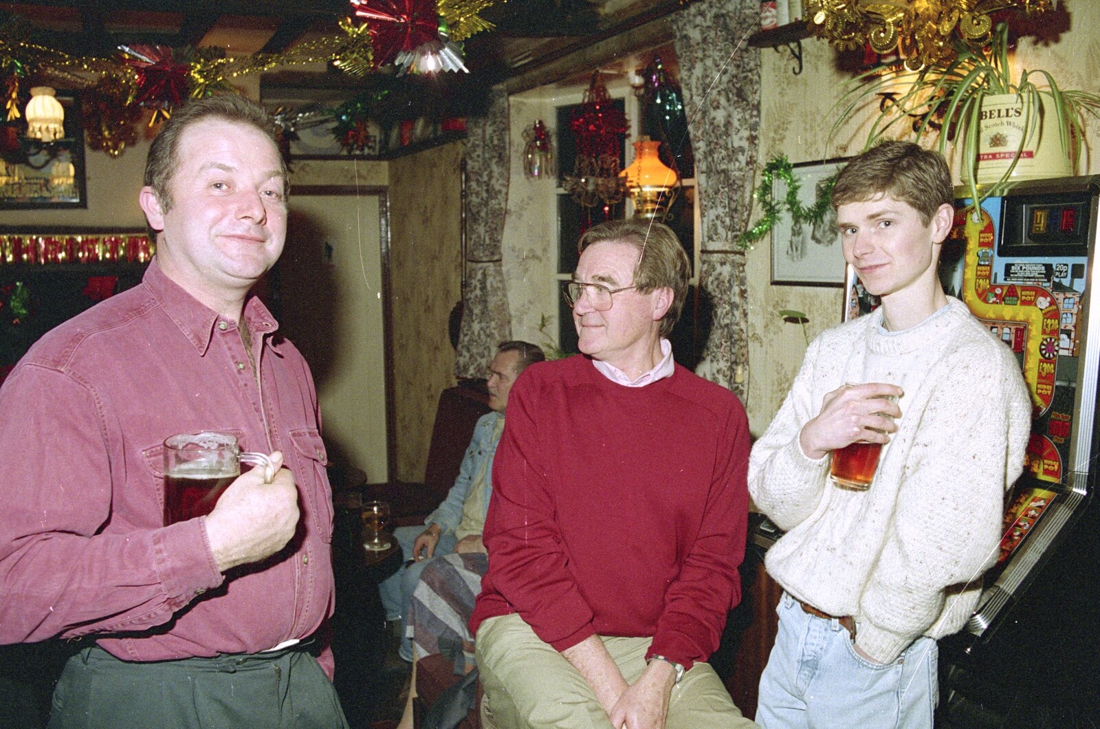 Ian C, Peter Allen and Ninja M from New Year's Eve in the Swan Inn, Brome, Suffolk - 31st December 1995