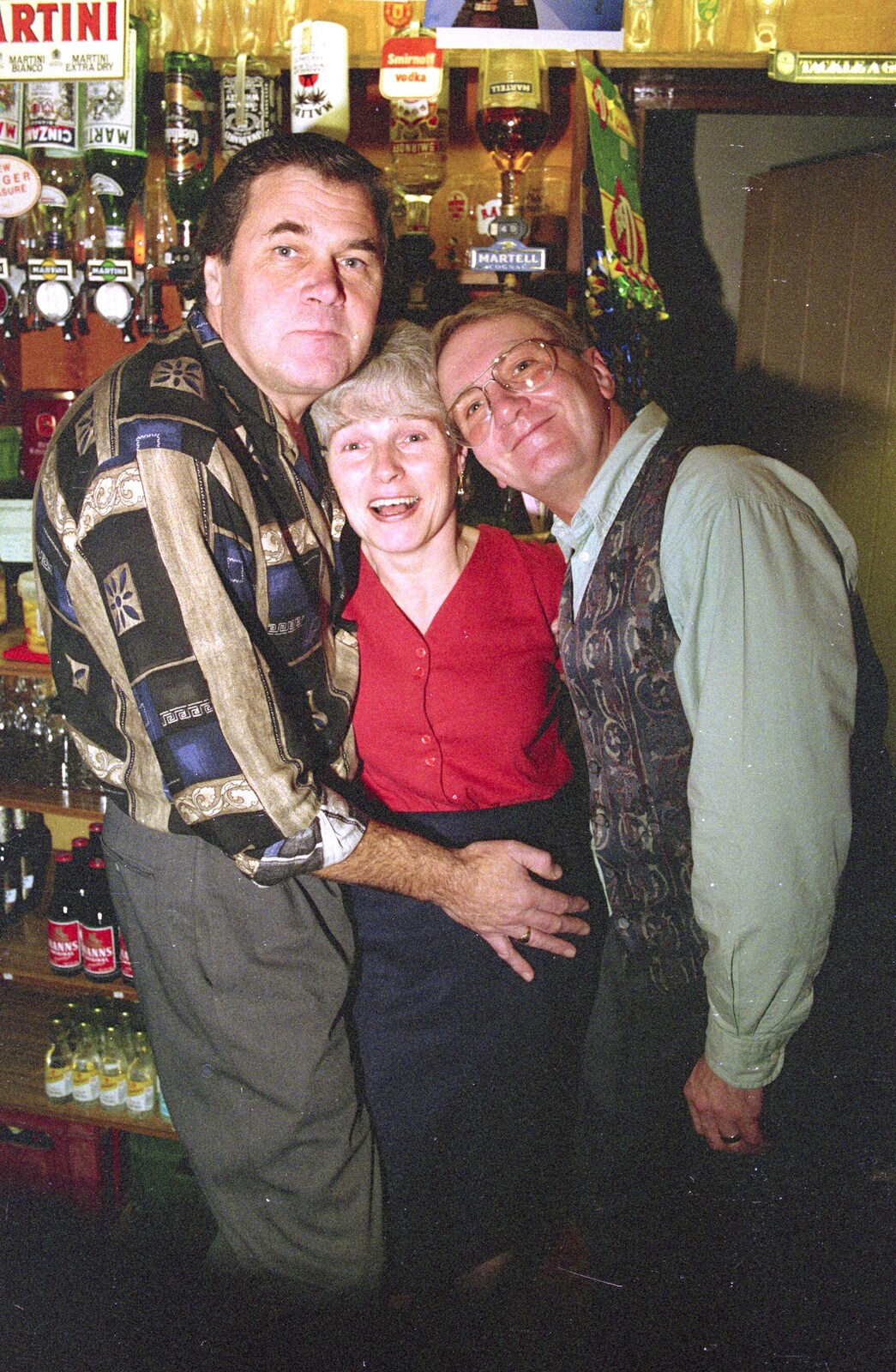Alan, Spam and John Willy from New Year's Eve in the Swan Inn, Brome, Suffolk - 31st December 1995