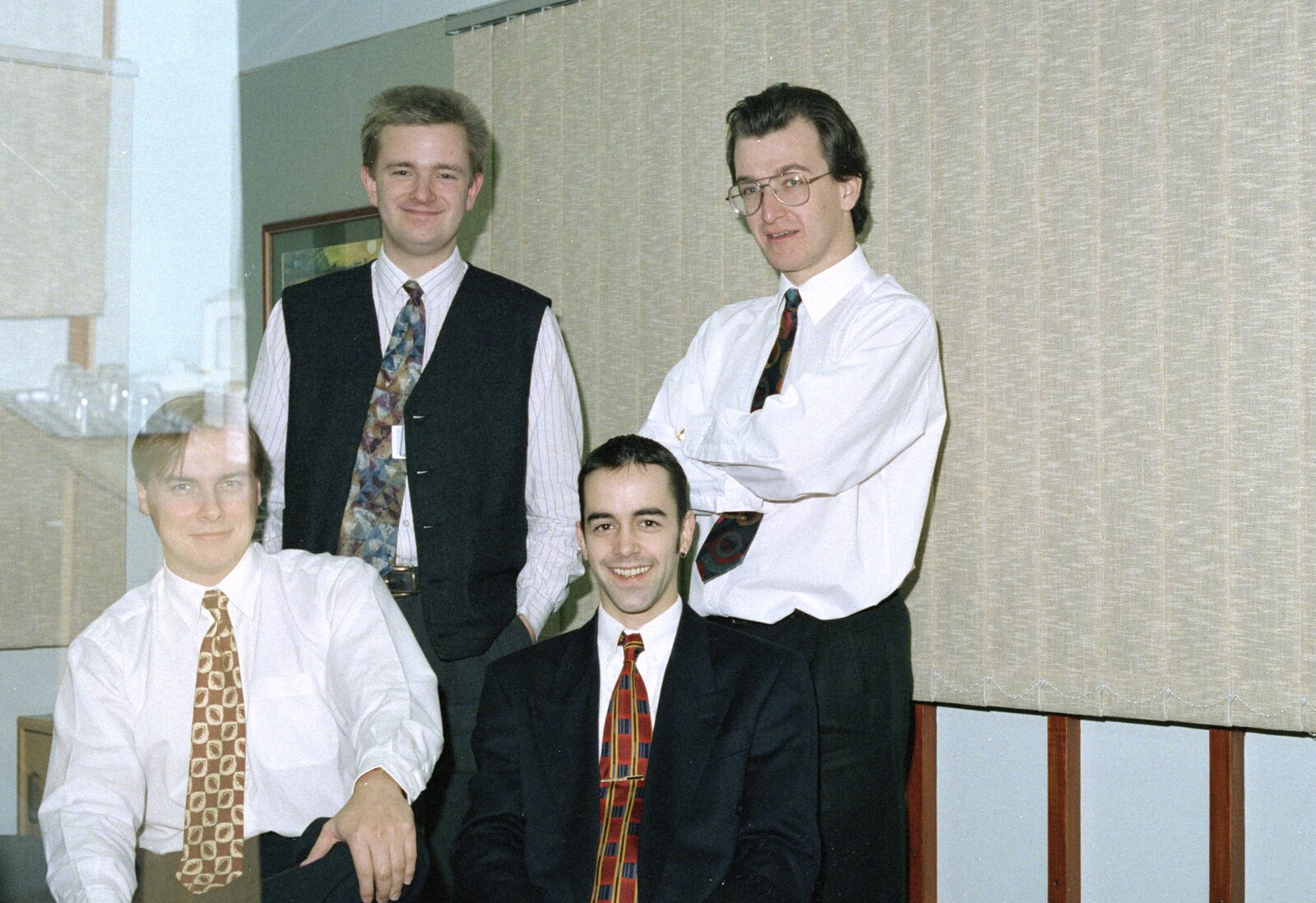 Campbell, Nosher, Trevor Smith and Phil from The CISU Internet Team, Bedroom Building and Ferries, Suffolk - 16th February 1996