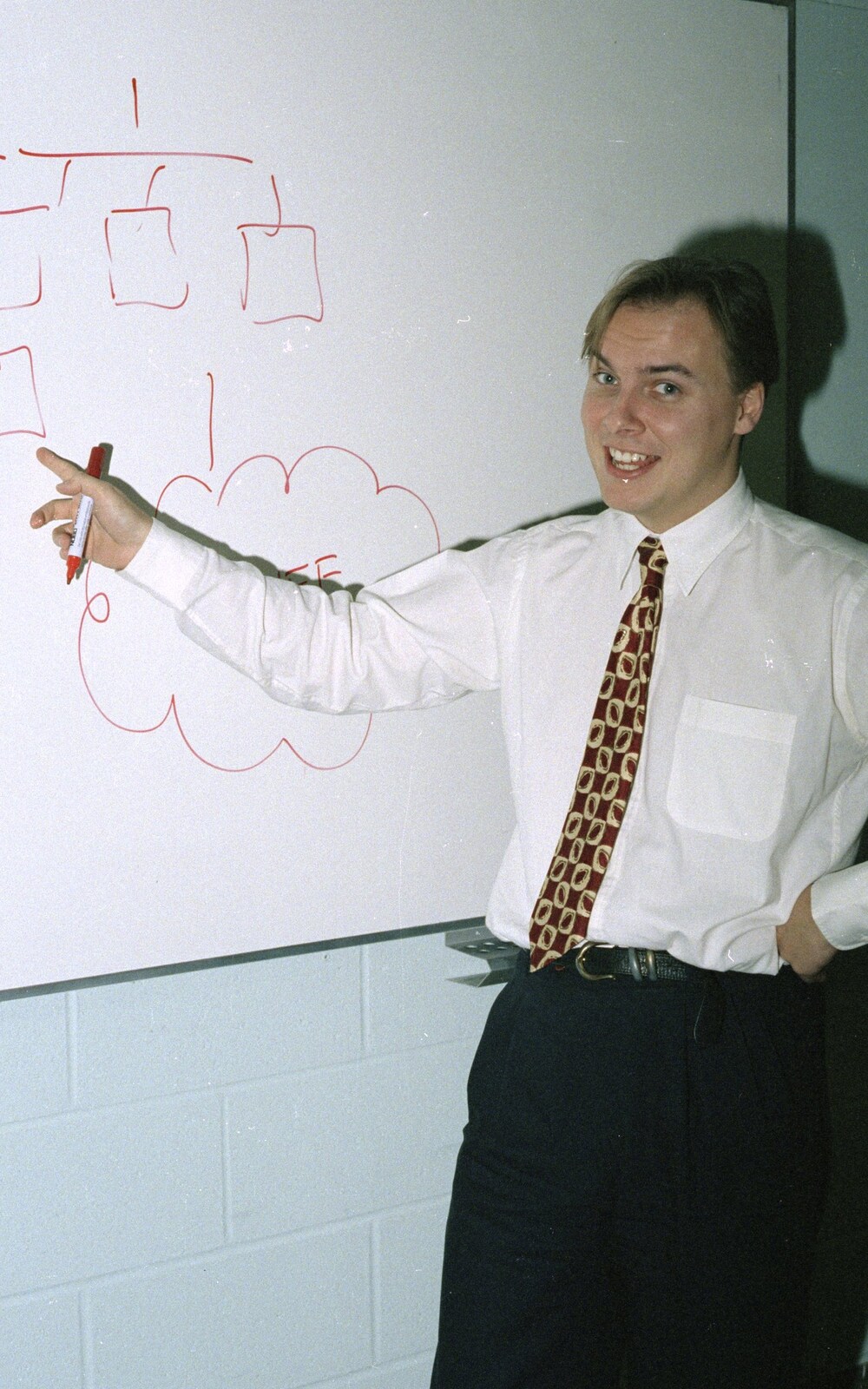 Campbell draws fluff on the whiteboard from The CISU Internet Team, Bedroom Building and Ferries, Suffolk - 16th February 1996