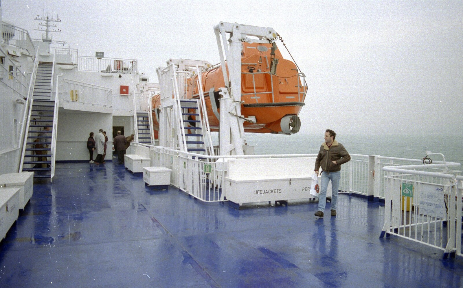 DH roams the damp deck of a channel ferry from The CISU Internet Team, Bedroom Building and Ferries, Suffolk - 16th February 1996