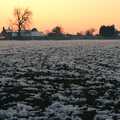 Snow in the field, with a low sun, The CISU Internet Team, Bedroom Building and Ferries, Suffolk - 16th February 1996