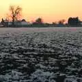 Snow in the field, with a low sun, The CISU Internet Team, Bedroom Building and Ferries, Suffolk - 16th February 1996