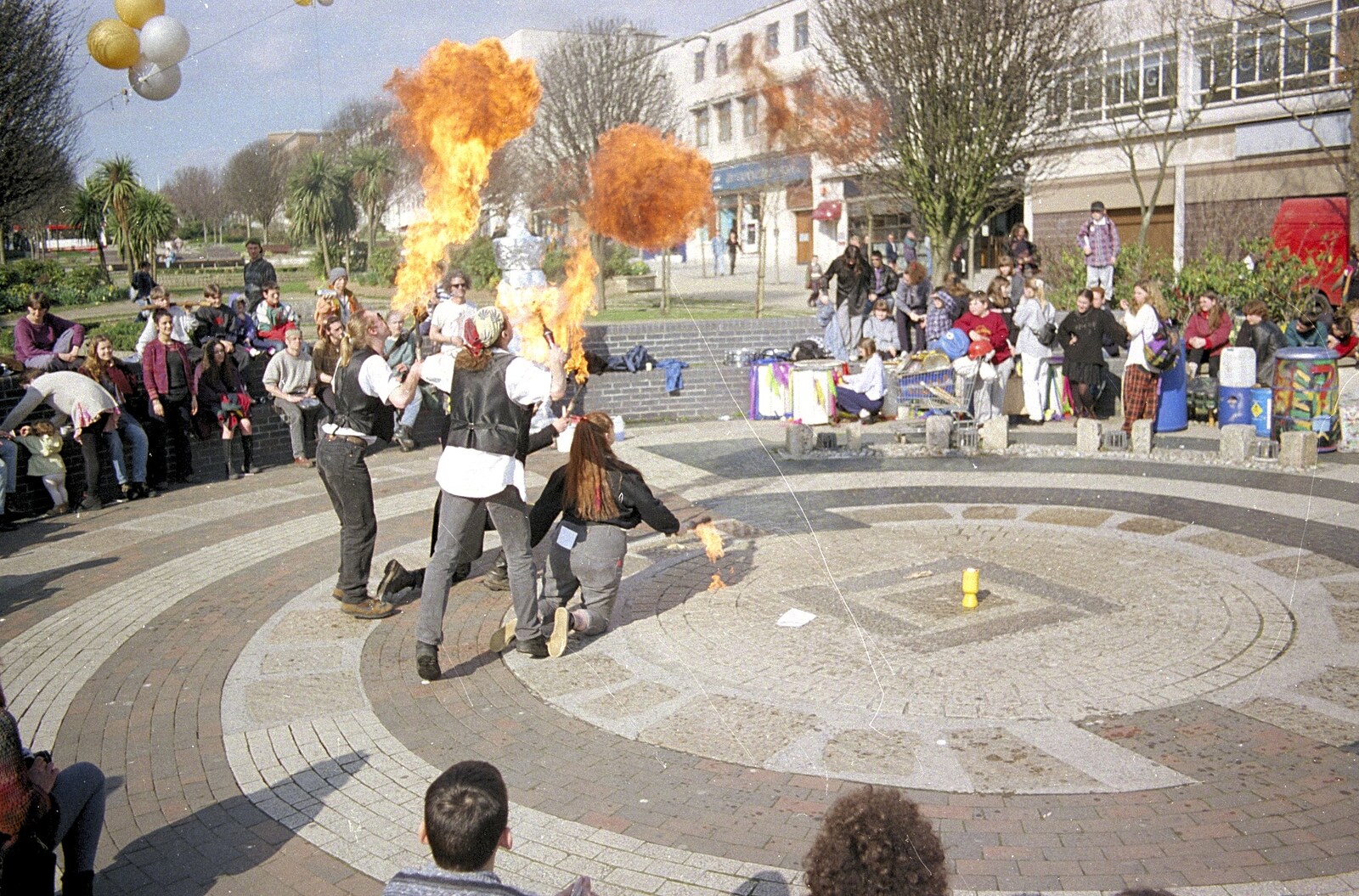 More fire-eating on Armada Way from Uni: A CISU Trip To Plymouth, Devon - 16th March 1996