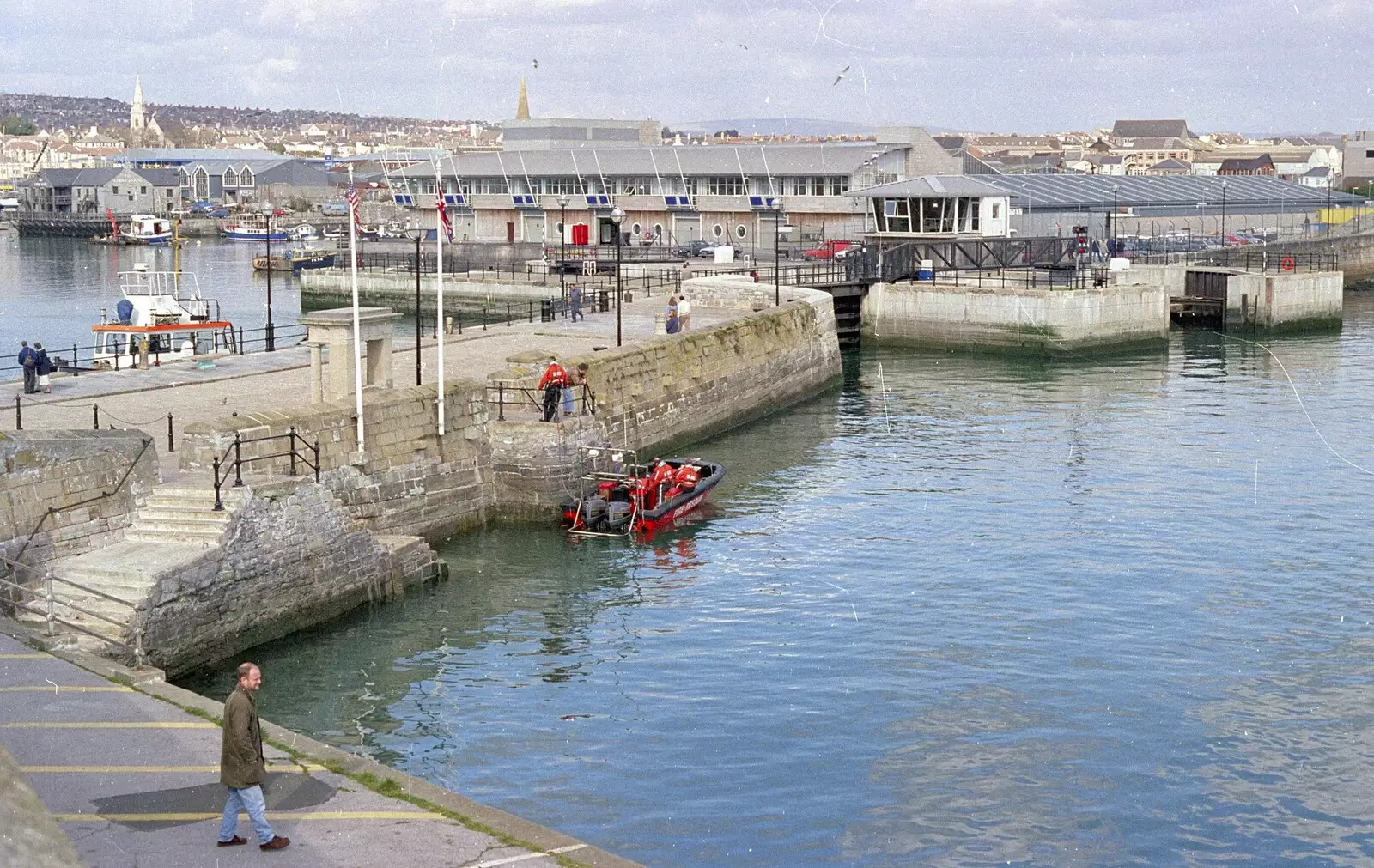 Sutton Harbour with the new Marine Centre, from Uni: A CISU Trip To Plymouth, Devon - 16th March 1996