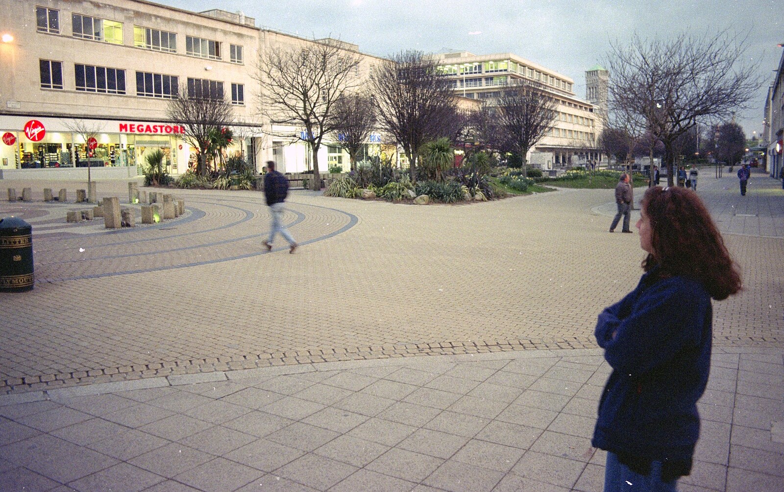 Andrew steams off towards the Virgin Megastore from Uni: A CISU Trip To Plymouth, Devon - 16th March 1996