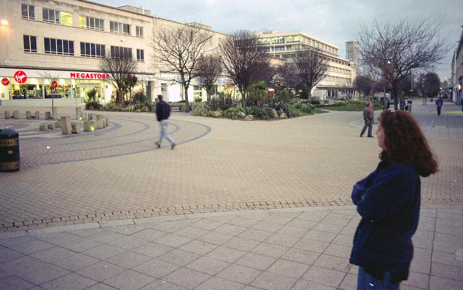 Andrew steams off towards the Virgin Megastore, from Uni: A CISU Trip To Plymouth, Devon - 16th March 1996