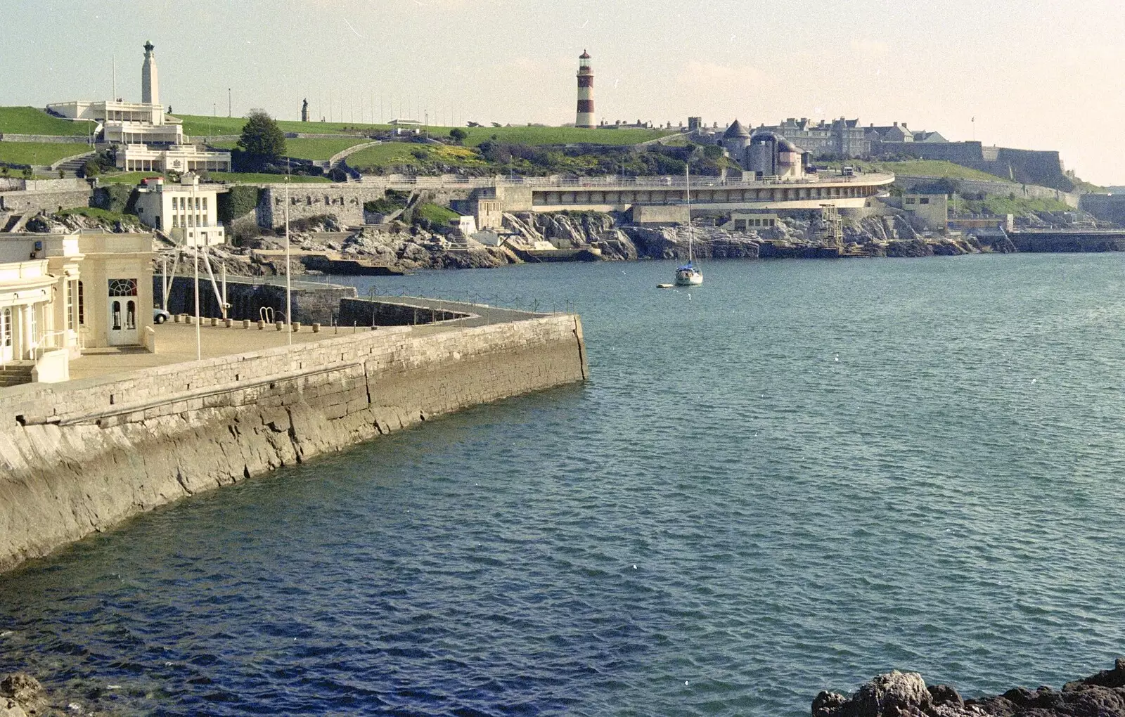 Looking at Smeaton's Tower from West Hoe, from Uni: A CISU Trip To Plymouth, Devon - 16th March 1996