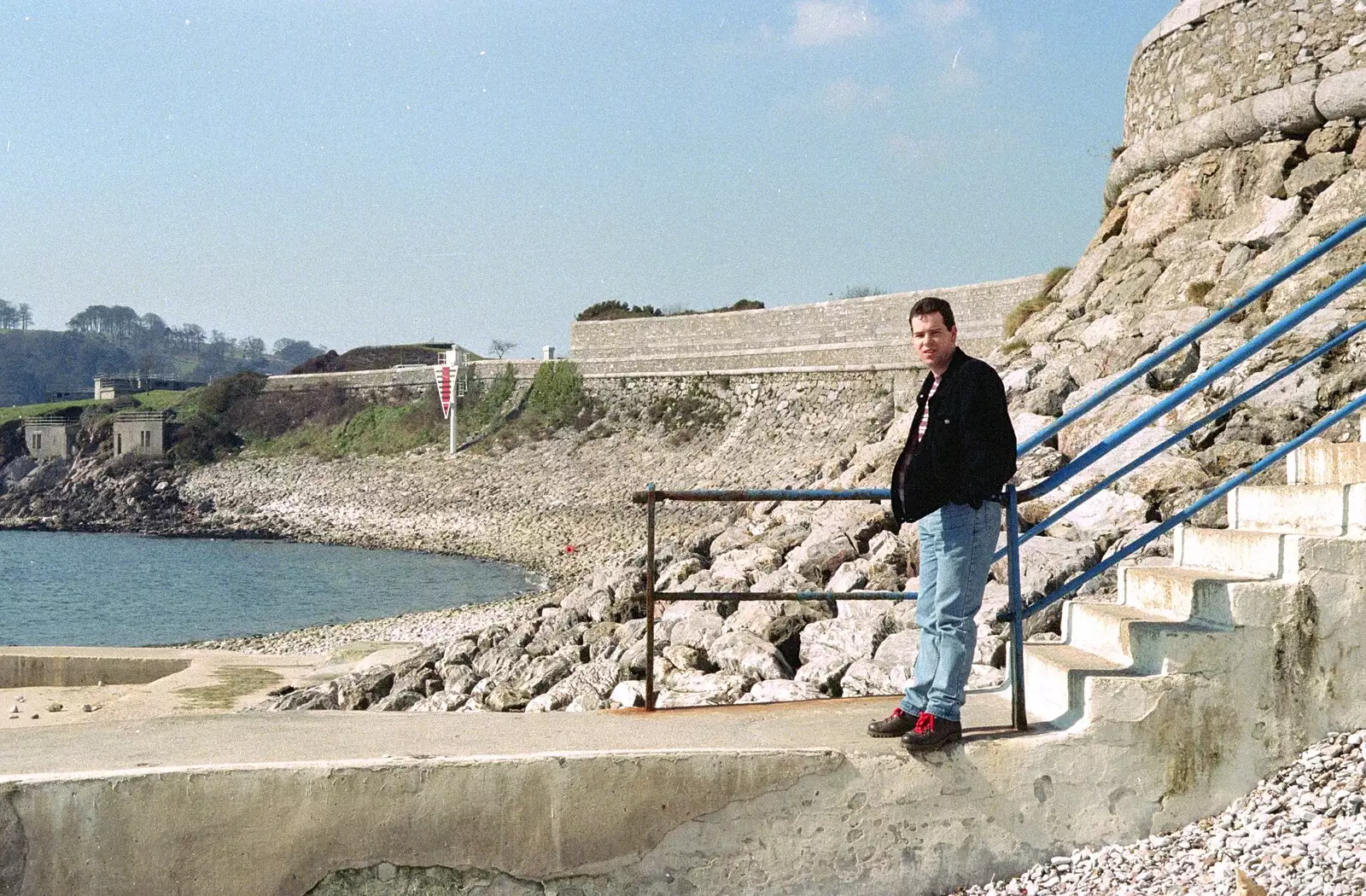 Russell waits for the Cremyll ferry, from Uni: A CISU Trip To Plymouth, Devon - 16th March 1996