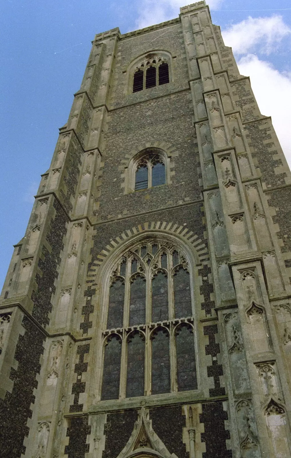 Lavenham church, from Mother and Mike Visit, Lavenham, Suffolk - 14th April 1996