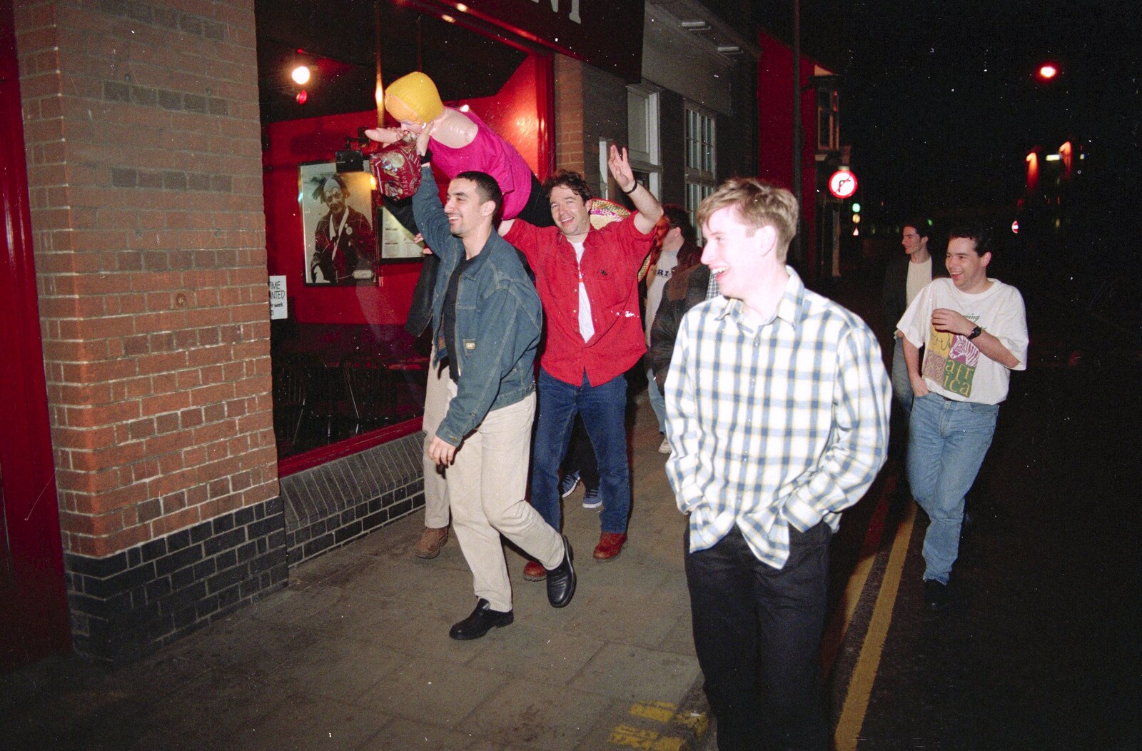 CISU, Los Mexicanos and the Inflatable Woman, Ipswich, Suffolk - 25th April 1996: Orhan, Tim and Paul Robinson, with Russell bringing up the rear