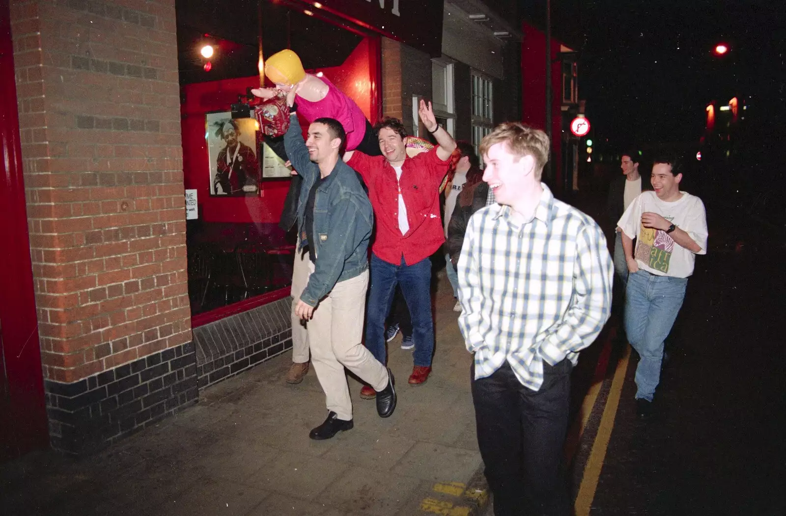 Orhan, Tim and Paul Robinson, with Russell bringing up the rear, from CISU, Los Mexicanos and the Inflatable Woman, Ipswich, Suffolk - 25th April 1996